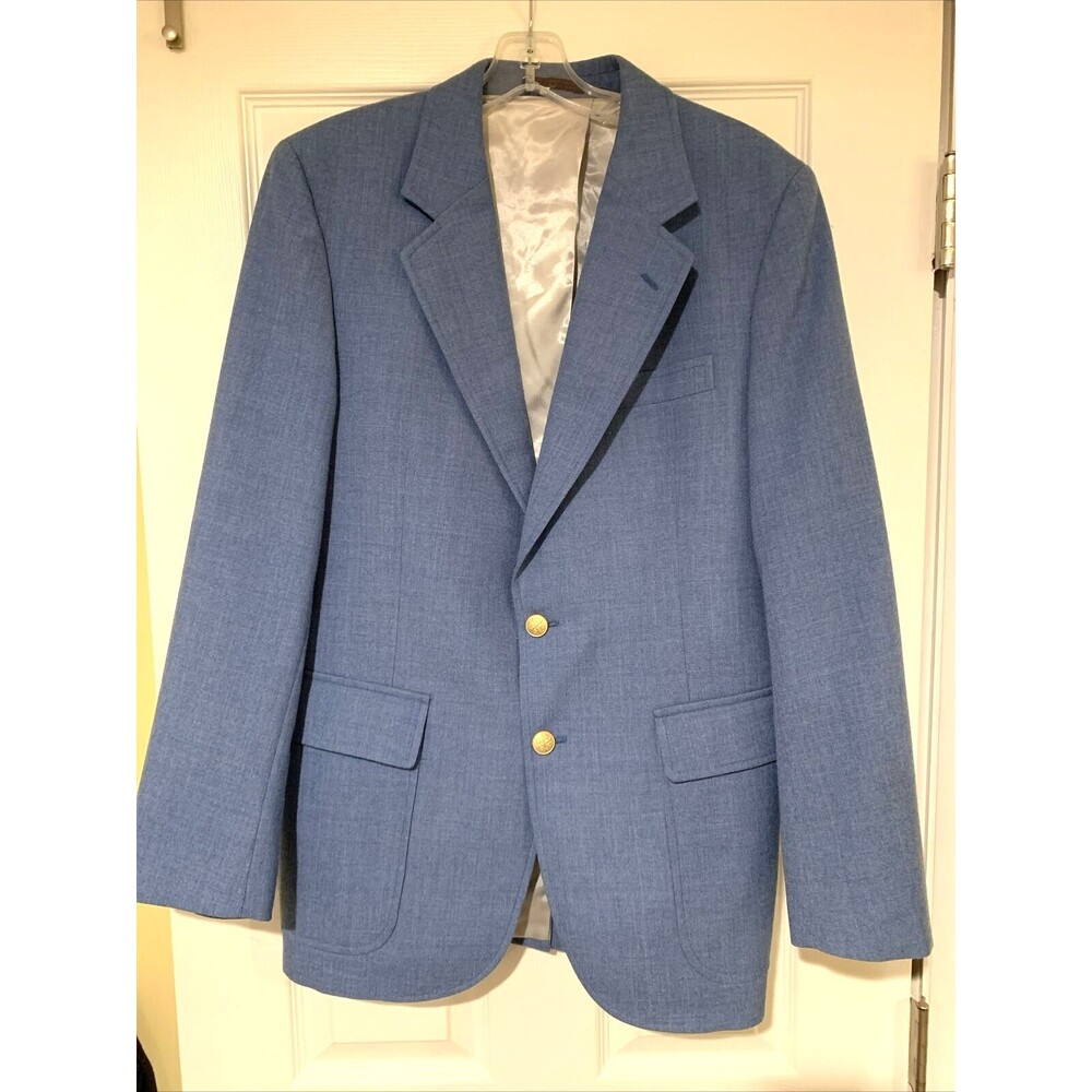 VINTAGE English Manor Blue Synthetic Polyester Blend Blazer Sport Coat - 37R